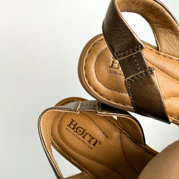 Born Womens Trang Metallic Gold Leather Slingback Sandals - 9 9M - Picture 8 of 10